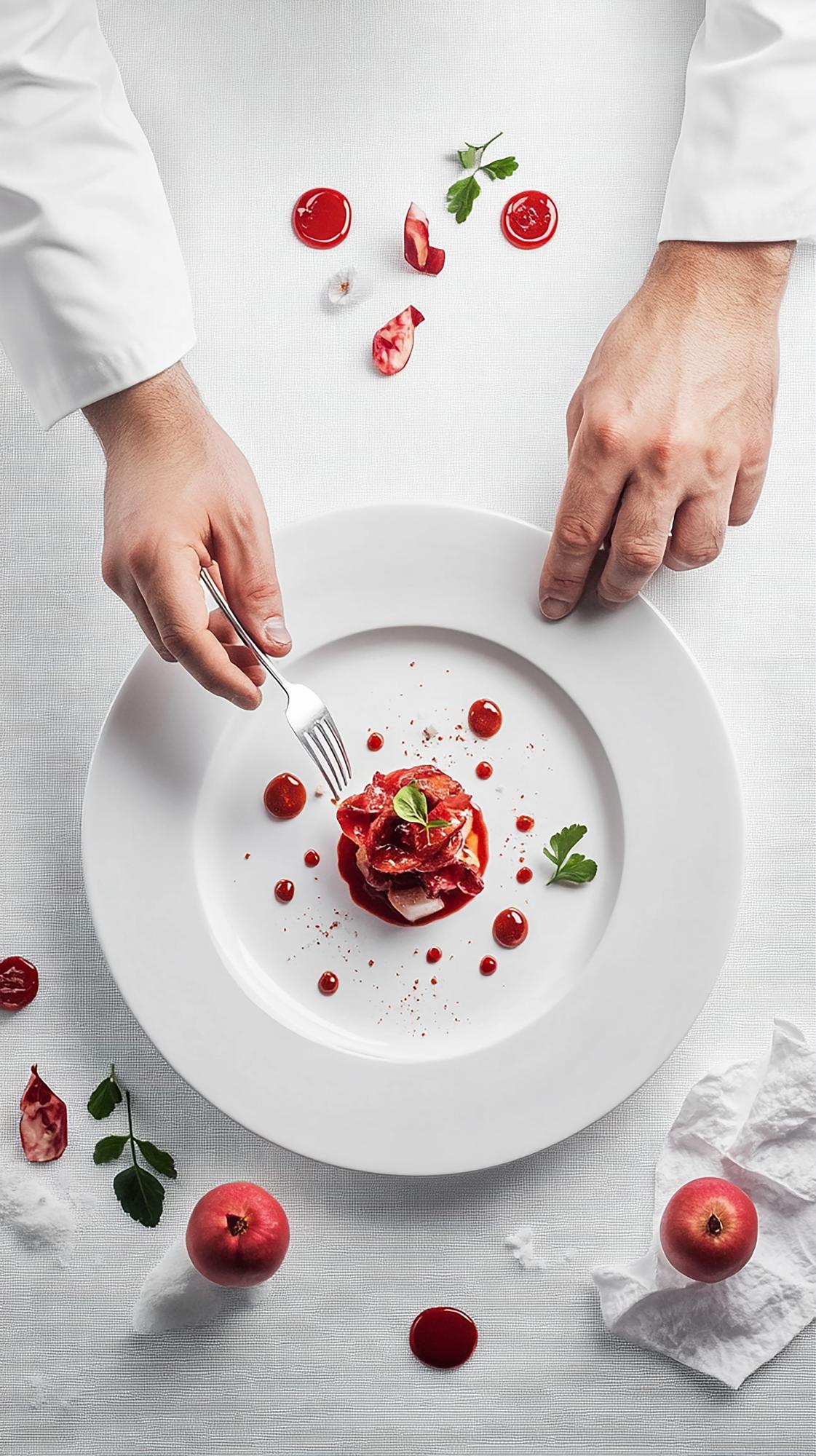 Şefin canlı gösteriminde bir yemek hazırlığı